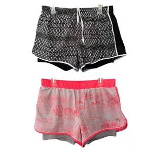 Lot of 2: RBX Reebox Women’s Running Shorts, Large, EUC, Pink, Black, Biker